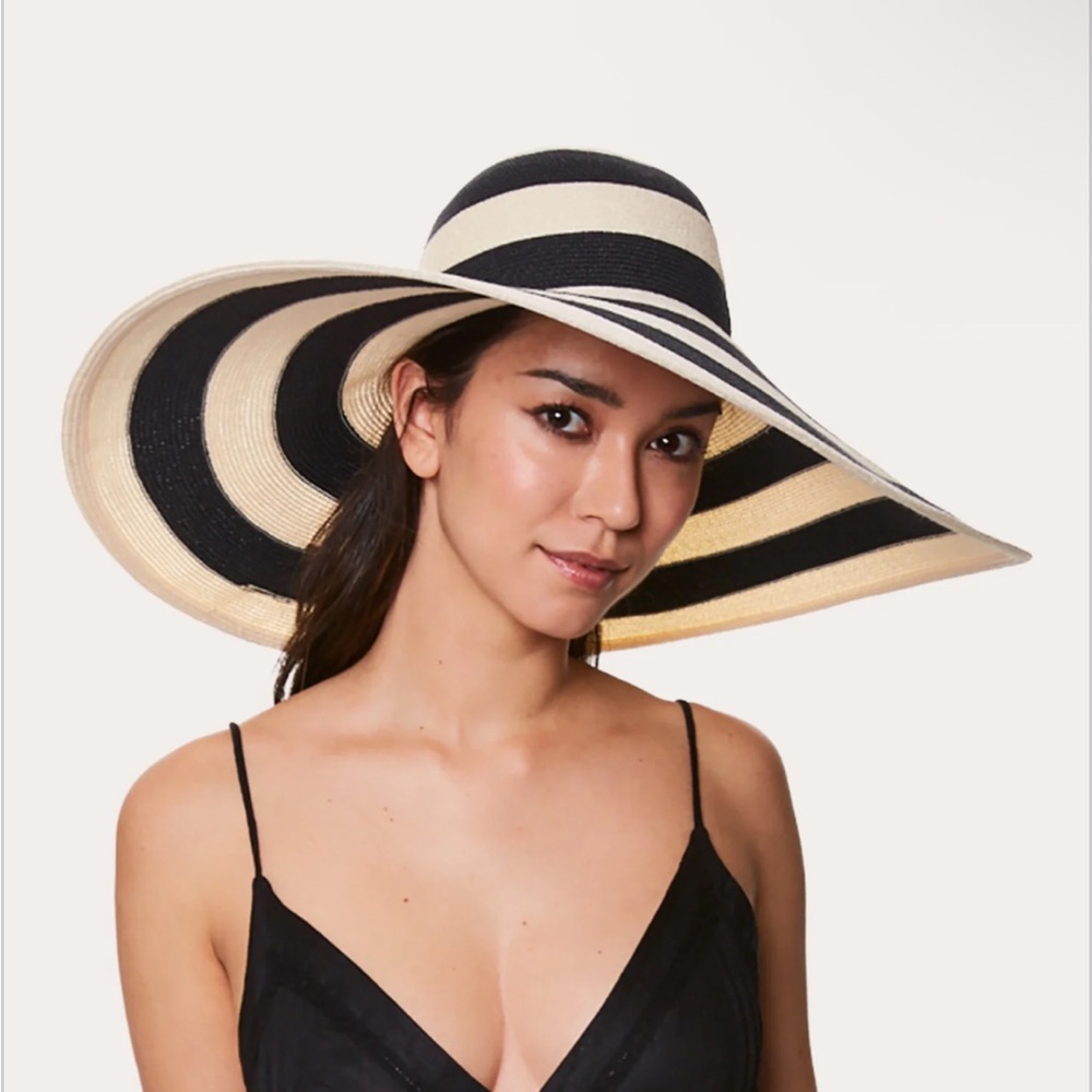 Eugenia Kim Black and Cream Striped Hat